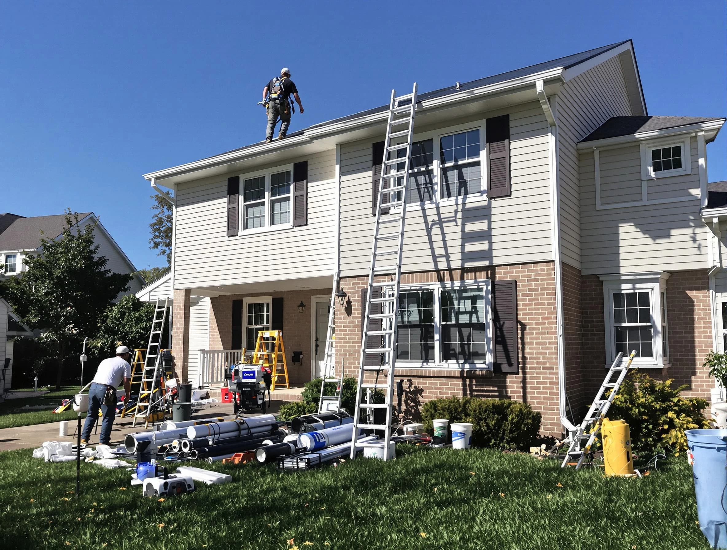 New Franklin Roofing Company completing a gutter replacement in New Franklin, OH