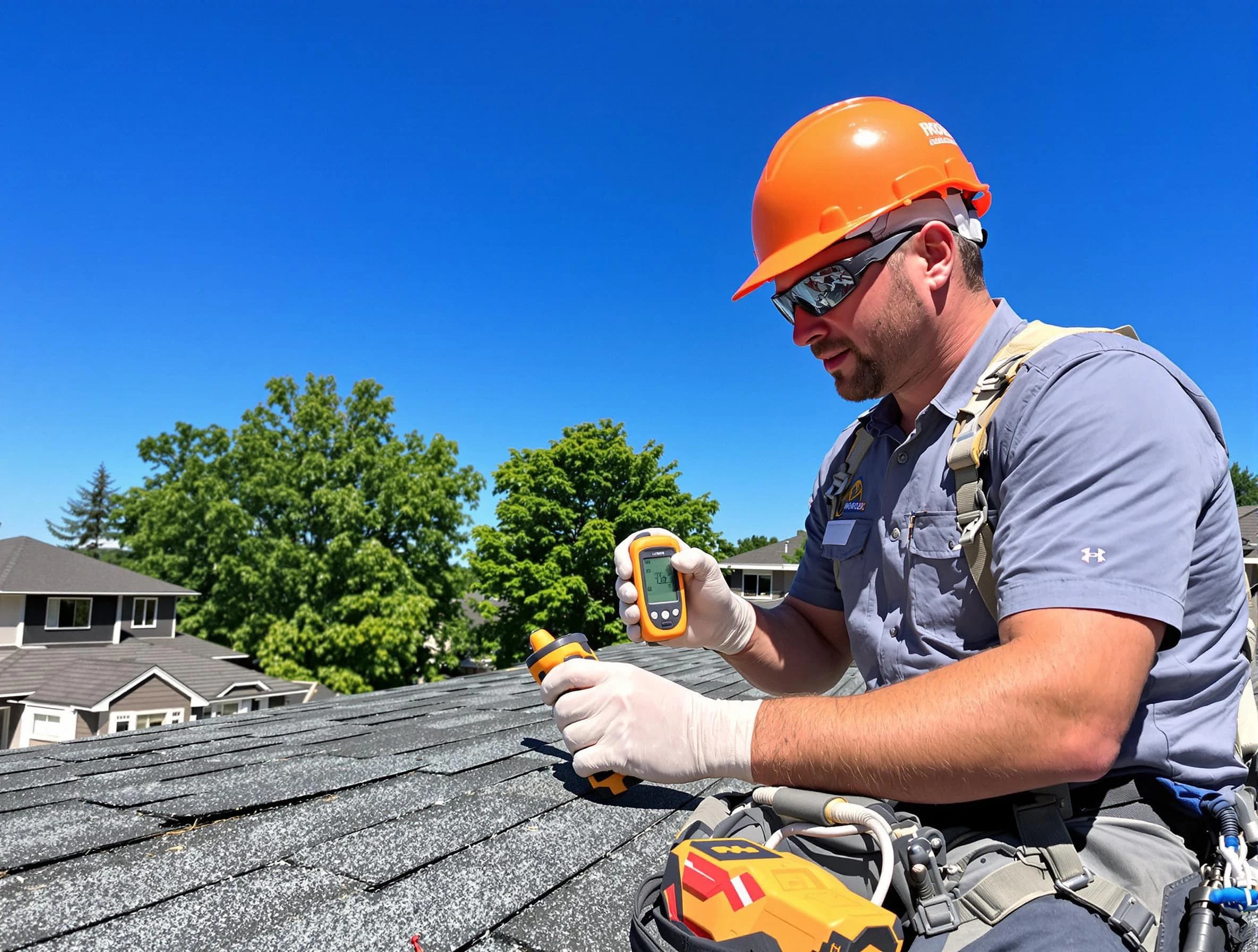 New Franklin Roofing Company conducting a roof inspection in New Franklin, OH